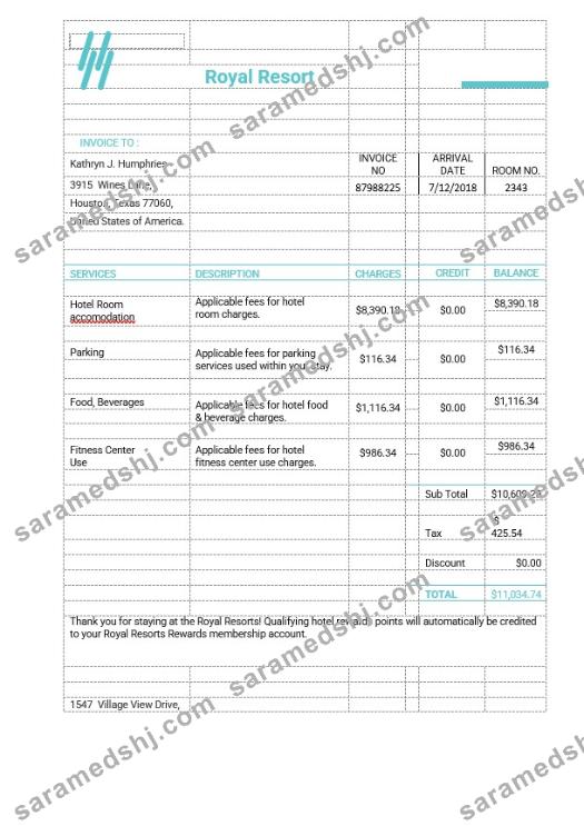 Royal Resort Invoice Template